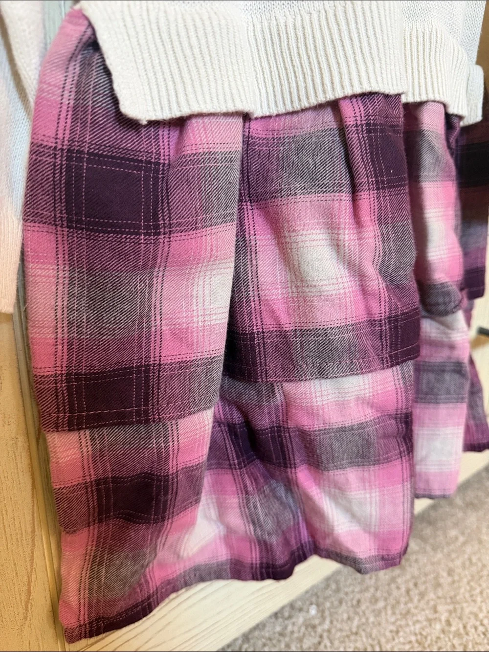 GAP Cream Sweater Dress with Pink & Purple Plaid Skirt- Never Worn